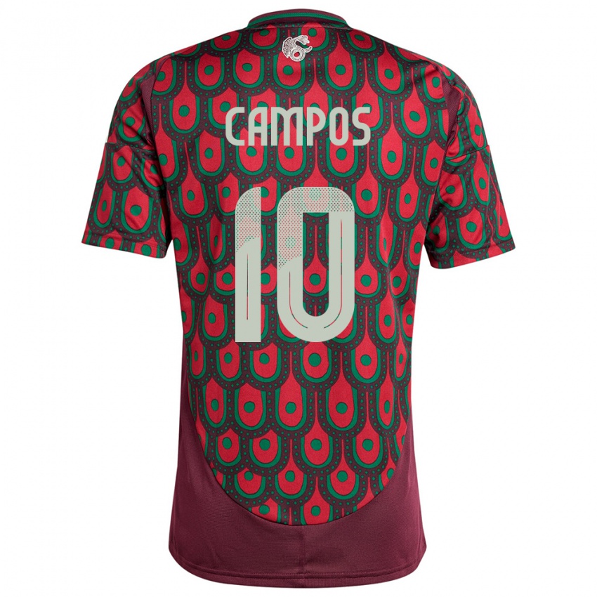 Herren Mexiko Karel Campos #10 Kastanienbraun Heimtrikot Trikot 24-26 T-Shirt Belgien