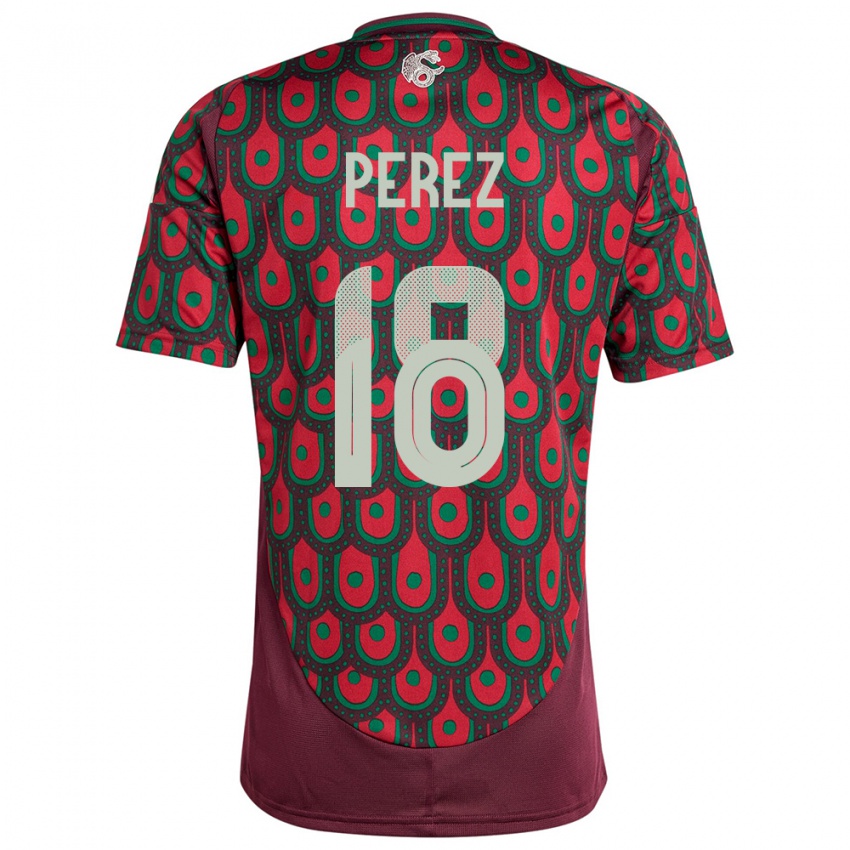 Herren Mexiko Jonathan Perez #18 Kastanienbraun Heimtrikot Trikot 24-26 T-Shirt Belgien
