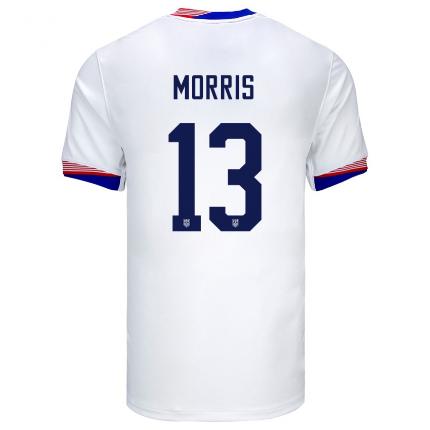 Herren Vereinigte Staaten Jordan Morris #13 Weiß Heimtrikot Trikot 24-26 T-Shirt Belgien