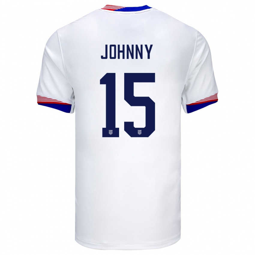 Homme Maillot États-Unis Johnny #15 Blanc Tenues Domicile 24-26 T-Shirt Belgique