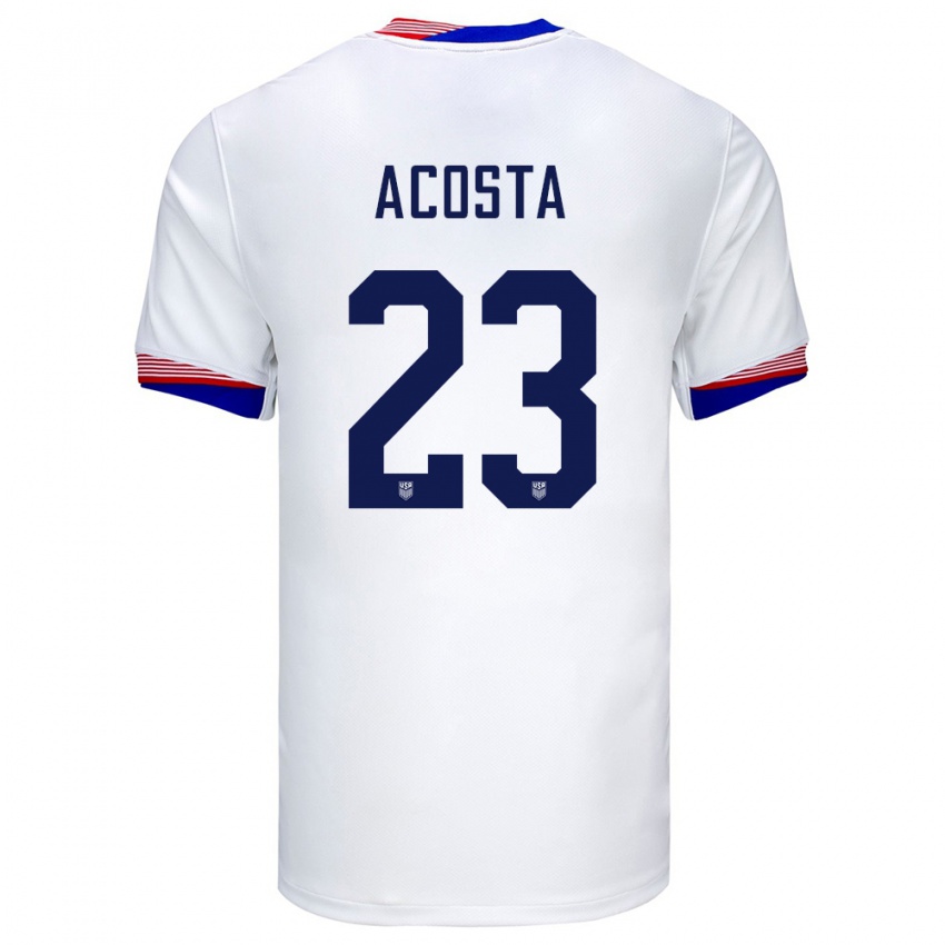 Homme Maillot États-Unis Kellyn Acosta #23 Blanc Tenues Domicile 24-26 T-Shirt Belgique