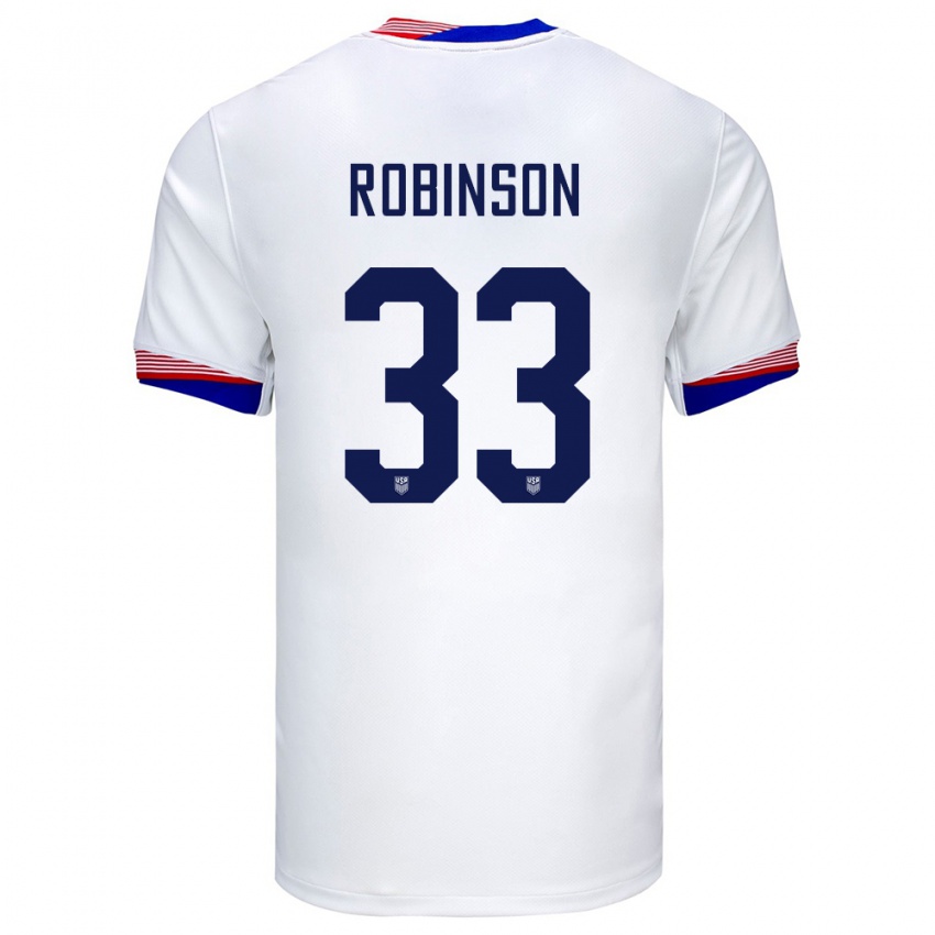 Homme Maillot États-Unis Antonee Robinson #33 Blanc Tenues Domicile 24-26 T-Shirt Belgique