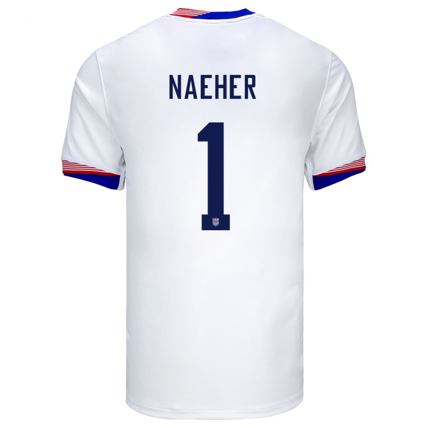 Heren Verenigde Staten Alyssa Naeher #1 Wit Thuisshirt Thuistenue 24-26 T-Shirt België