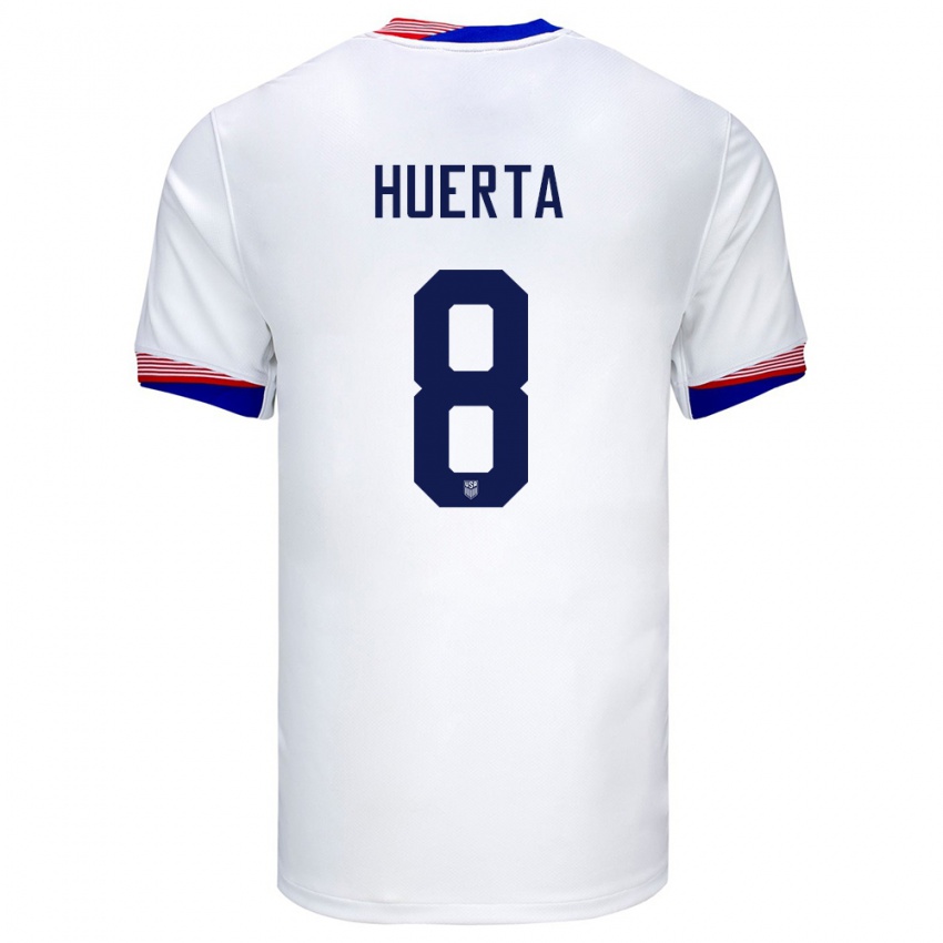 Homme Maillot États-Unis Sofia Huerta #8 Blanc Tenues Domicile 24-26 T-Shirt Belgique