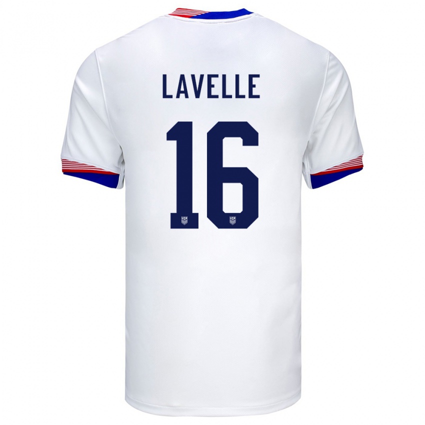 Homme Maillot États-Unis Rose Lavelle #16 Blanc Tenues Domicile 24-26 T-Shirt Belgique