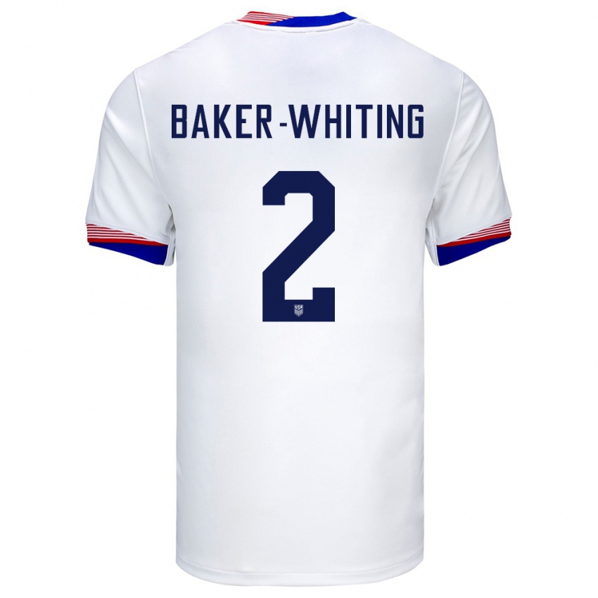Homme Maillot États-Unis Reed Baker Whiting #2 Blanc Tenues Domicile 24-26 T-Shirt Belgique