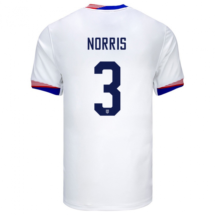 Homme Maillot États-Unis Nolan Norris #3 Blanc Tenues Domicile 24-26 T-Shirt Belgique