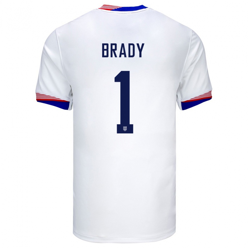 Homme Maillot États-Unis Chris Brady #1 Blanc Tenues Domicile 24-26 T-Shirt Belgique