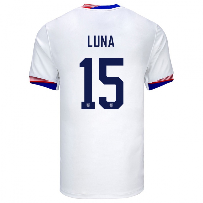 Herren Vereinigte Staaten Diego Luna #15 Weiß Heimtrikot Trikot 24-26 T-Shirt Belgien