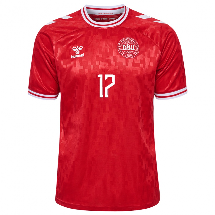 Herren Dänemark Nicolas Madsen #17 Rot Heimtrikot Trikot 24-26 T-Shirt Belgien