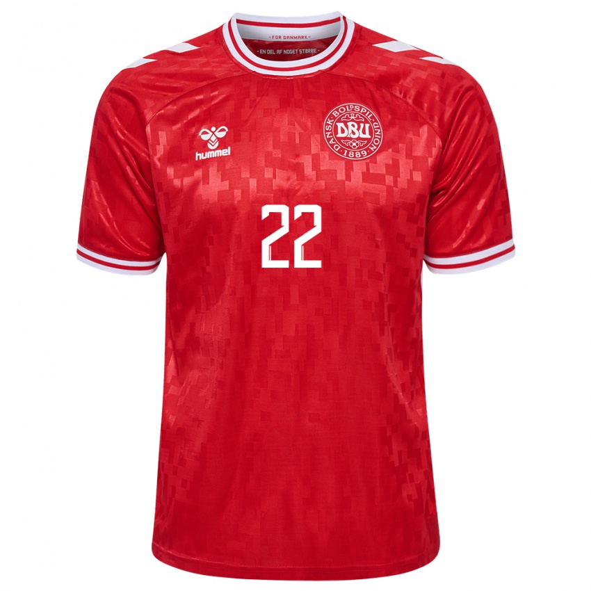 Herren Dänemark Maja Bay Ostergaard #22 Rot Heimtrikot Trikot 24-26 T-Shirt Belgien