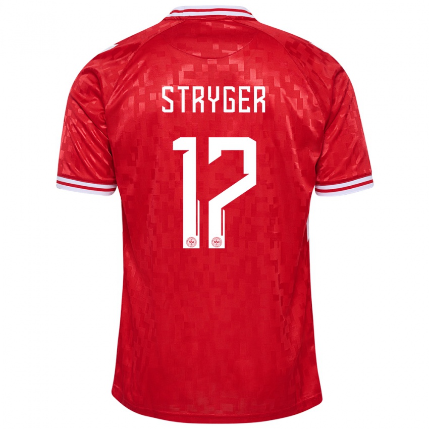 Heren Denemarken Jens Stryger Larsen #17 Rood Thuisshirt Thuistenue 24-26 T-Shirt België