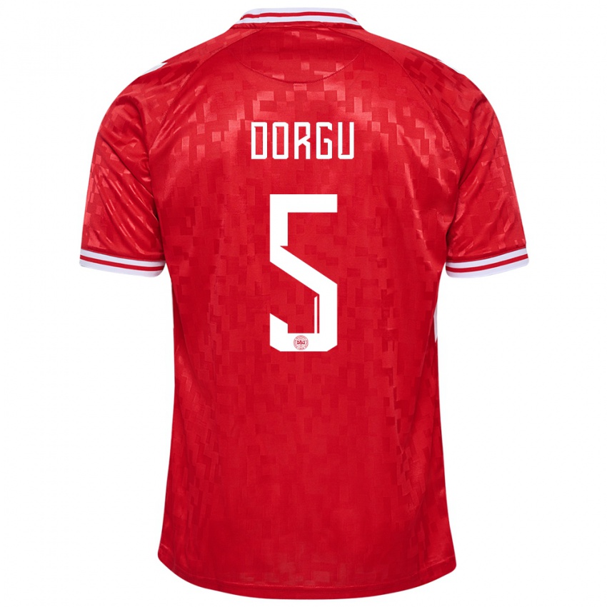 Herren Dänemark Patrick Dorgu #5 Rot Heimtrikot Trikot 24-26 T-Shirt Belgien