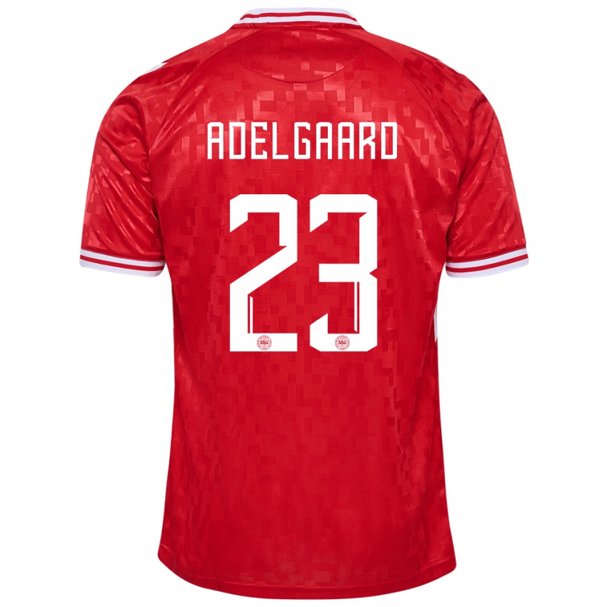 Herren Dänemark Aske Adelgaard #23 Rot Heimtrikot Trikot 24-26 T-Shirt Belgien