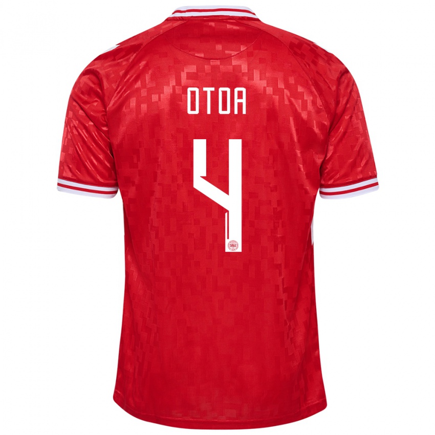 Heren Denemarken Sebastian Otoa #4 Rood Thuisshirt Thuistenue 24-26 T-Shirt België