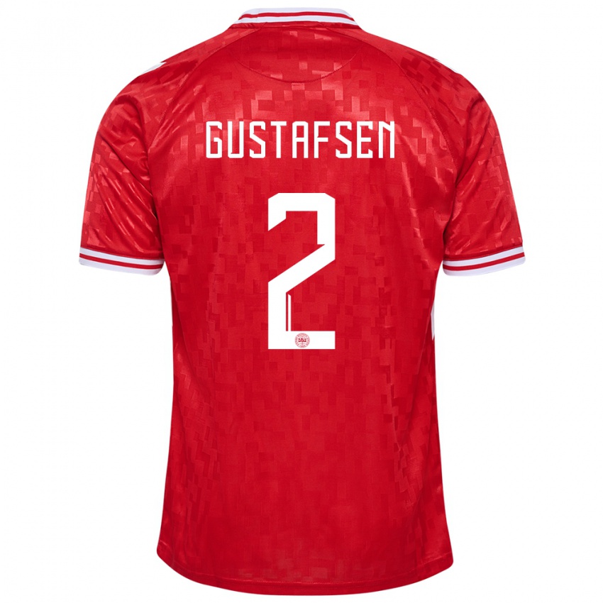 Herren Dänemark Victor Gustafsen #2 Rot Heimtrikot Trikot 24-26 T-Shirt Belgien