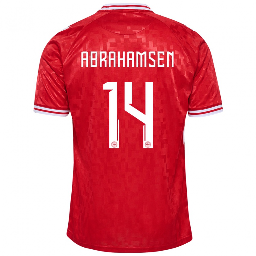 Herren Dänemark Mads Abrahamsen #14 Rot Heimtrikot Trikot 24-26 T-Shirt Belgien