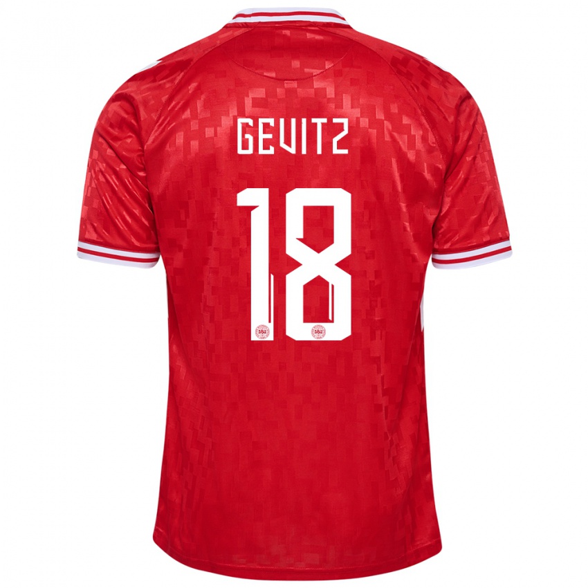 Homme Maillot Danemark Luna Gevitz #18 Rouge Tenues Domicile 24-26 T-Shirt Belgique