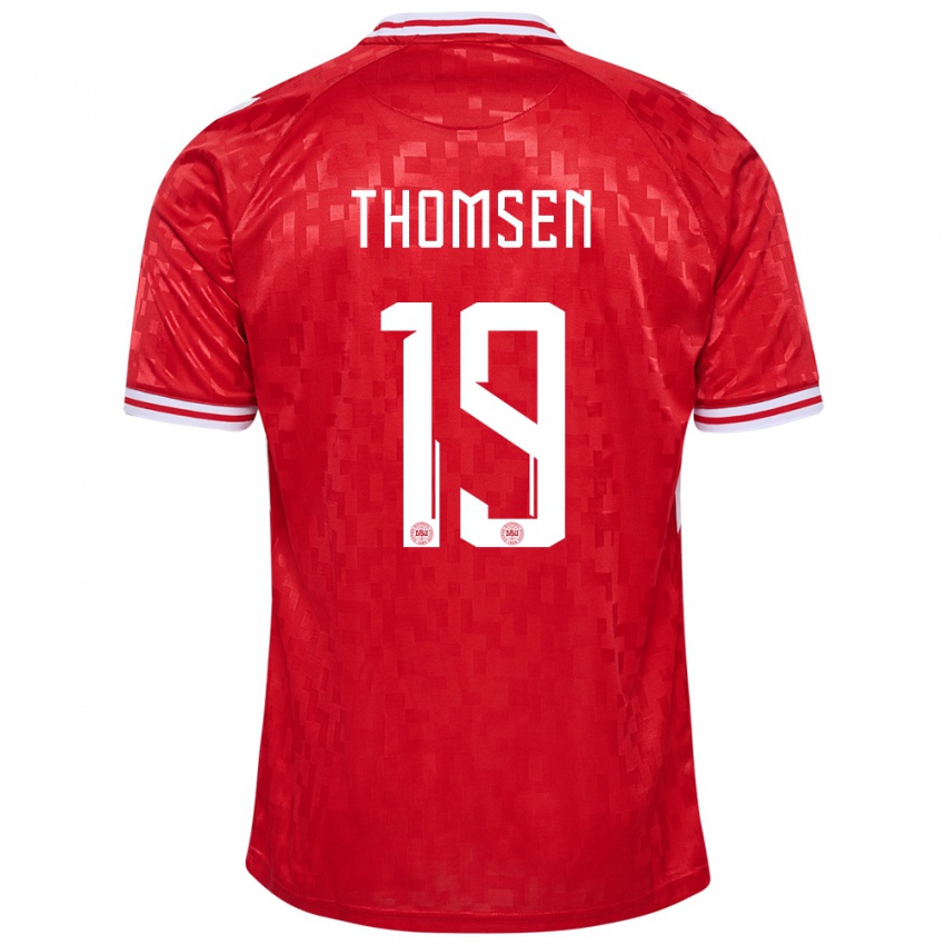 Herren Dänemark Janni Thomsen #19 Rot Heimtrikot Trikot 24-26 T-Shirt Belgien
