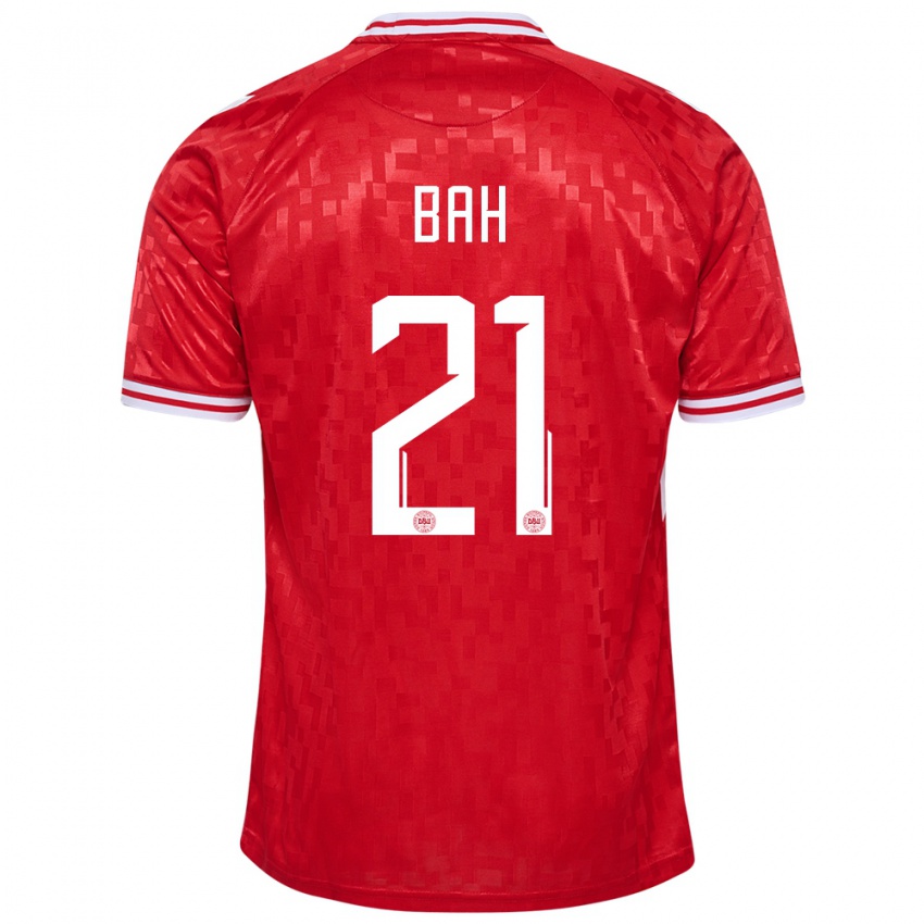 Homme Maillot Danemark Alexander Bah #21 Rouge Tenues Domicile 24-26 T-Shirt Belgique