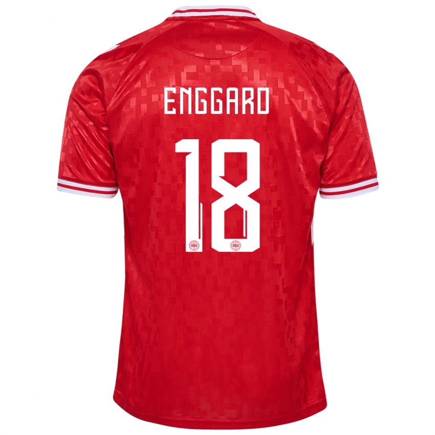 Heren Denemarken Mads Enggard #18 Rood Thuisshirt Thuistenue 24-26 T-Shirt België