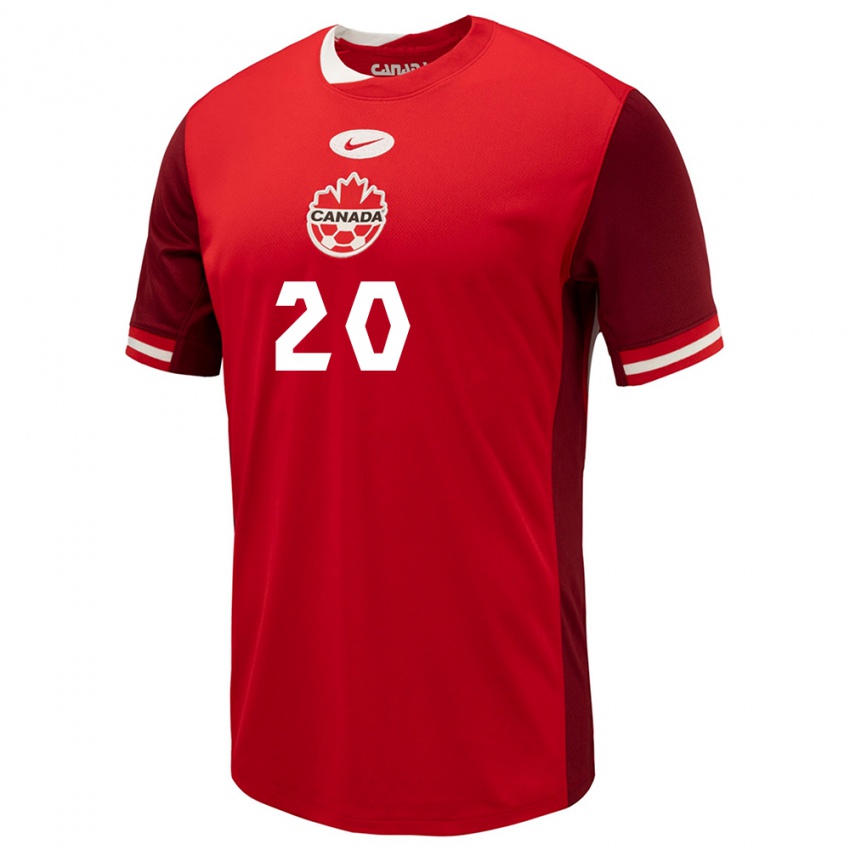Herren Kanada Jonathan David #20 Rot Heimtrikot Trikot 24-26 T-Shirt Belgien
