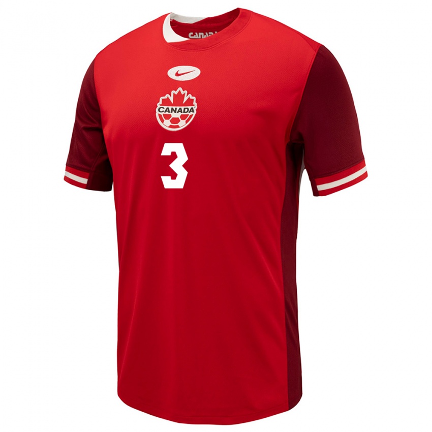 Herren Kanada Gaël De Montigny #3 Rot Heimtrikot Trikot 24-26 T-Shirt Belgien