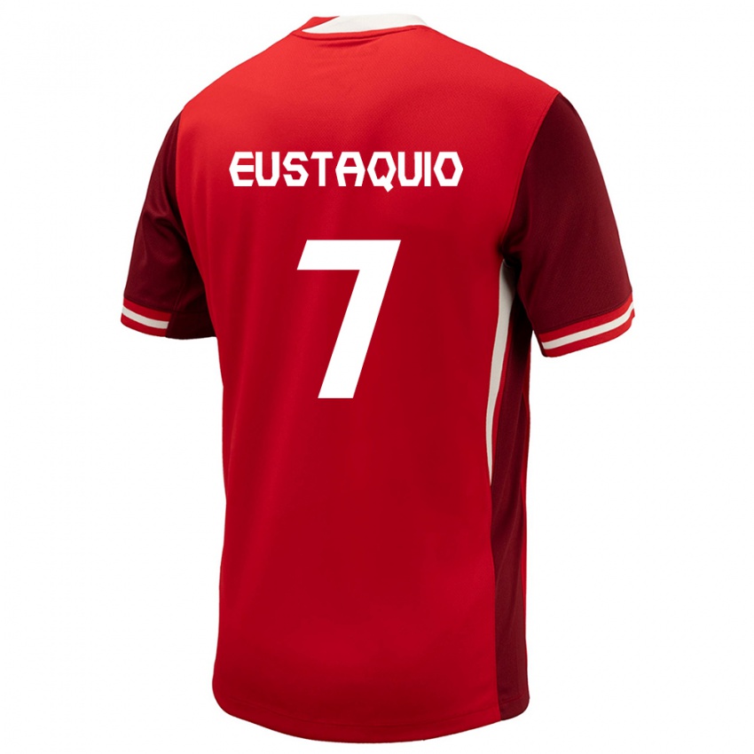 Heren Canada Stephen Eustaquio #7 Rood Thuisshirt Thuistenue 24-26 T-Shirt België