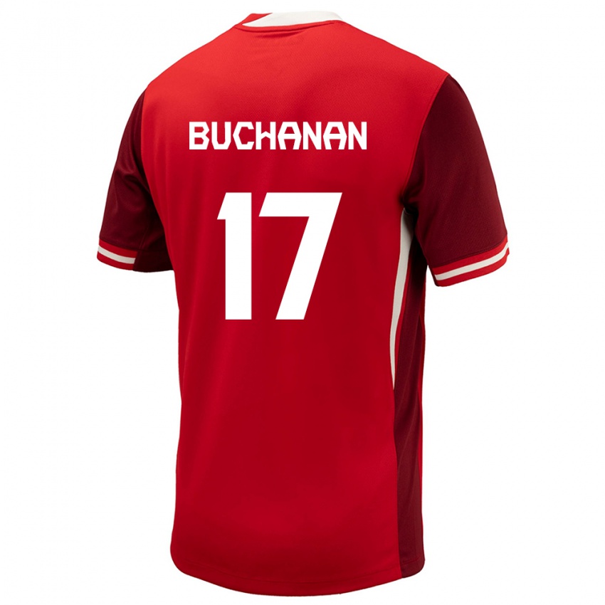 Homme Maillot Canada Tajon Buchanan #11 Rouge Tenues Domicile 24-26 T-Shirt Belgique
