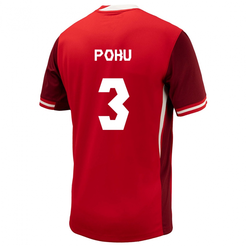 Herren Kanada Kwasi Poku #3 Rot Heimtrikot Trikot 24-26 T-Shirt Belgien