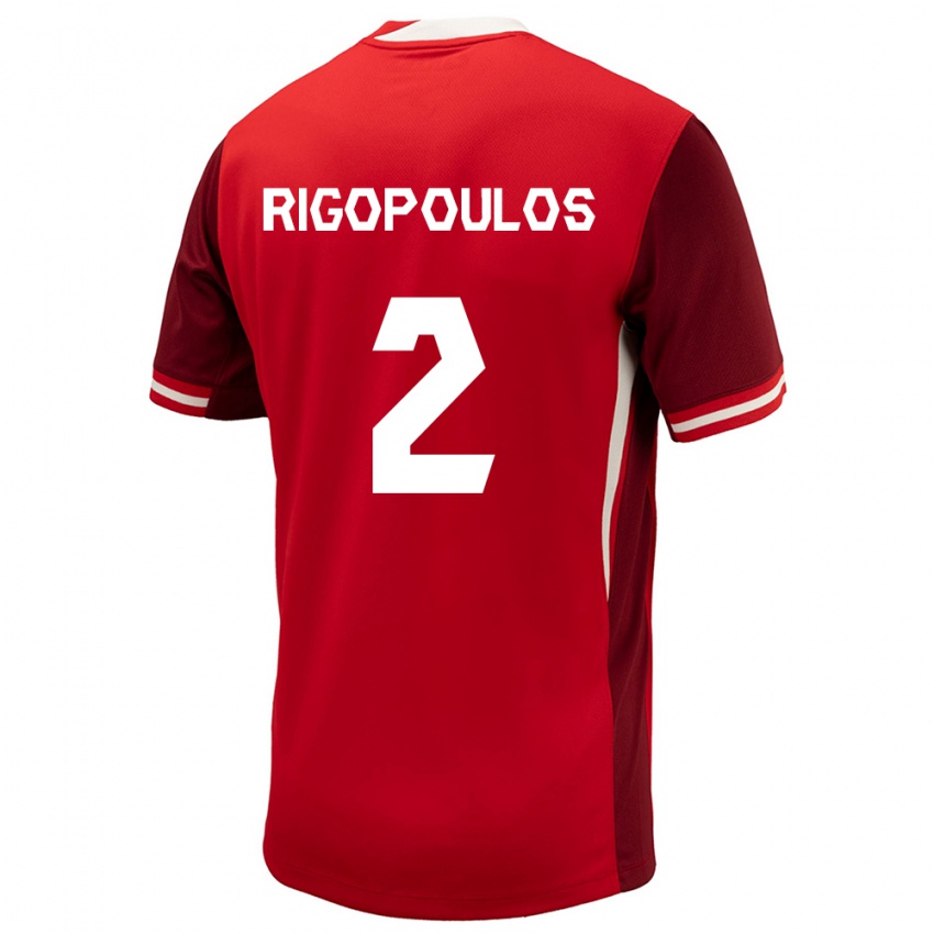 Heren Canada Theo Rigopoulos #2 Rood Thuisshirt Thuistenue 24-26 T-Shirt België