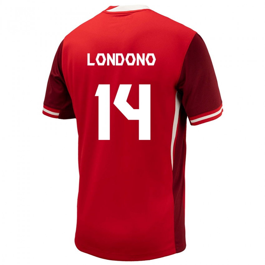 Herren Kanada Tyler Londono #14 Rot Heimtrikot Trikot 24-26 T-Shirt Belgien