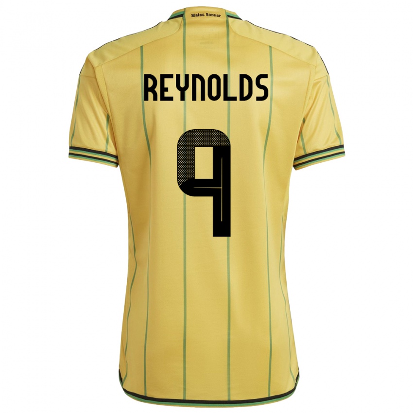 Homme Maillot Jamaïque Fabian Reynolds #9 Jaune Tenues Domicile 24-26 T-Shirt Belgique