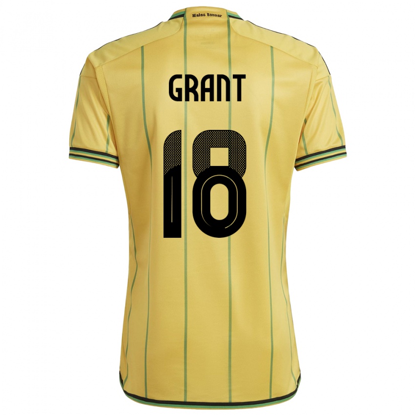 Homme Maillot Jamaïque George Grant #18 Jaune Tenues Domicile 24-26 T-Shirt Belgique