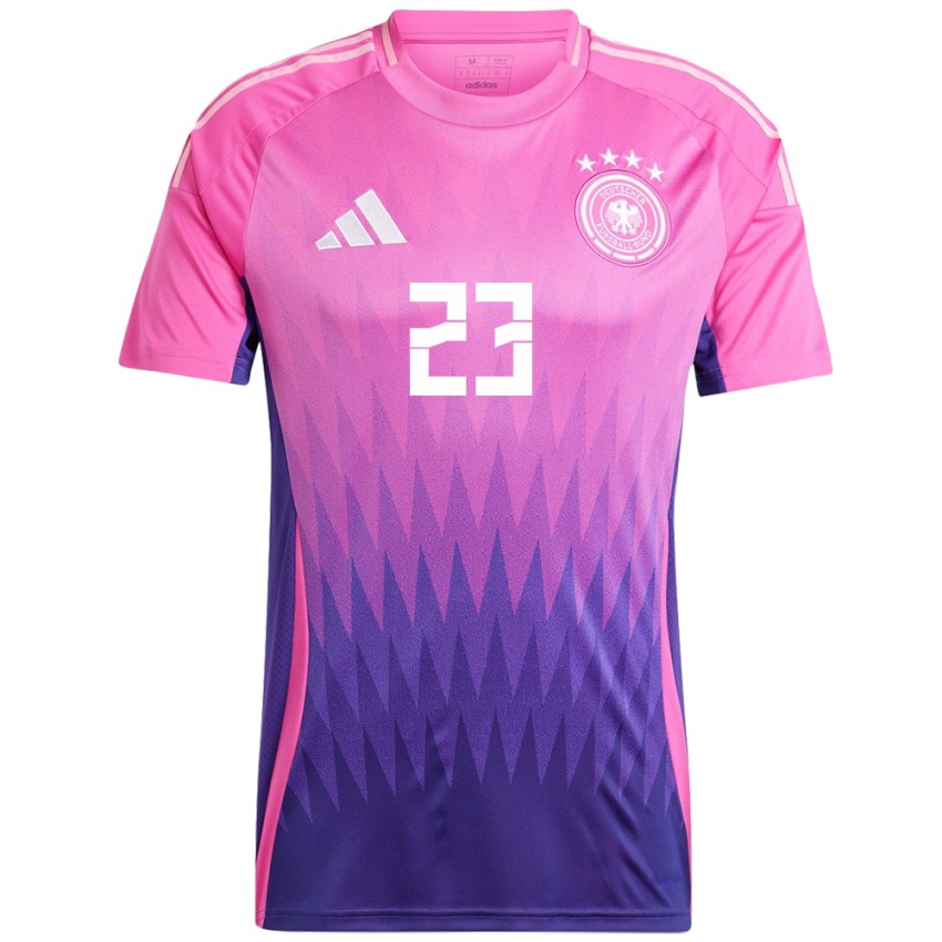 Herren Deutschland Nico Schlotterbeck #23 Pink Lila Auswärtstrikot Trikot 24-26 T-Shirt Belgien