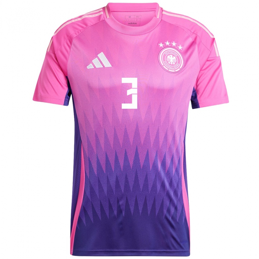 Herren Deutschland Noah Katterbach #3 Pink Lila Auswärtstrikot Trikot 24-26 T-Shirt Belgien