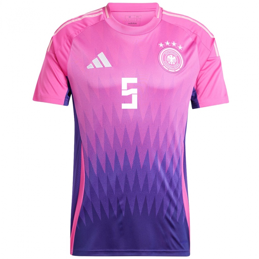 Heren Duitsland Maximilian Bauer #5 Roze Paars Uitshirt Uittenue 24-26 T-Shirt België