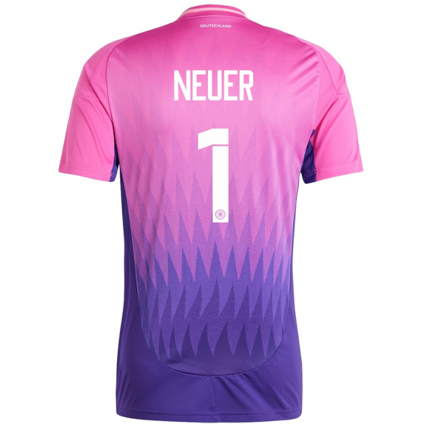 Herren Deutschland Manuel Neuer #1 Pink Lila Auswärtstrikot Trikot 24-26 T-Shirt Belgien