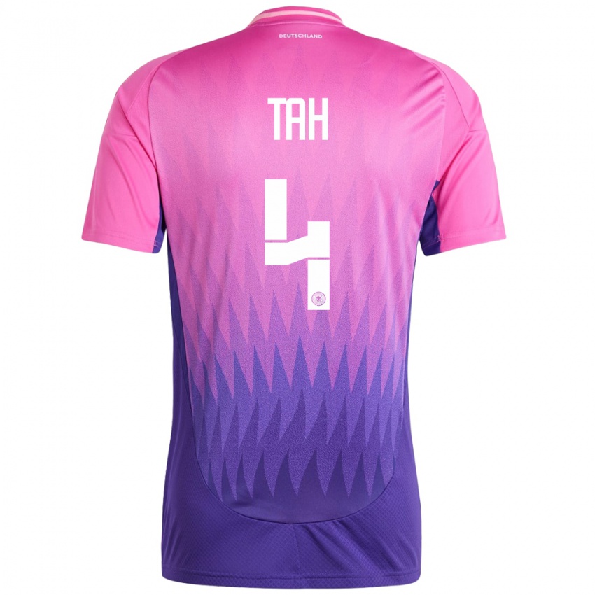 Heren Duitsland Jonathan Tah #4 Roze Paars Uitshirt Uittenue 24-26 T-Shirt België