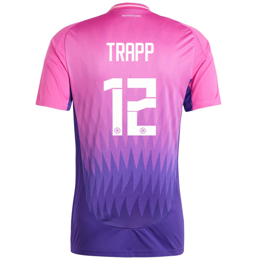 Heren Duitsland Kevin Trapp #12 Roze Paars Uitshirt Uittenue 24-26 T-Shirt België