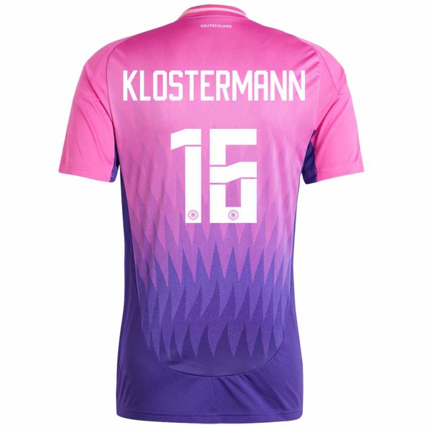 Herren Deutschland Lukas Klostermann #16 Pink Lila Auswärtstrikot Trikot 24-26 T-Shirt Belgien
