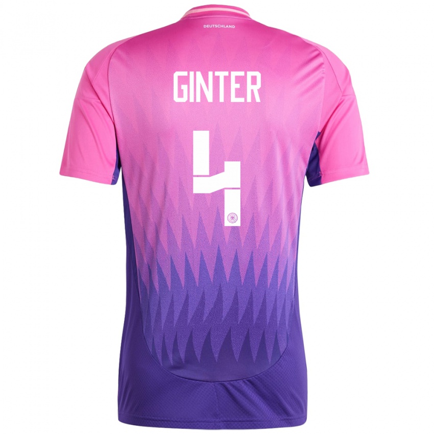 Heren Duitsland Matthias Ginter #4 Roze Paars Uitshirt Uittenue 24-26 T-Shirt België