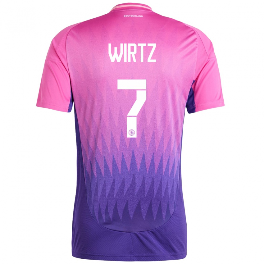 Herren Deutschland Florian Wirtz #7 Pink Lila Auswärtstrikot Trikot 24-26 T-Shirt Belgien