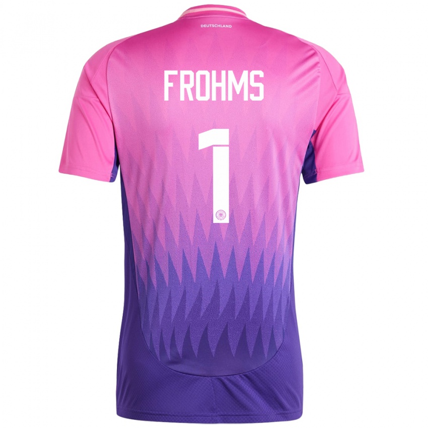 Herren Deutschland Merle Frohms #1 Pink Lila Auswärtstrikot Trikot 24-26 T-Shirt Belgien