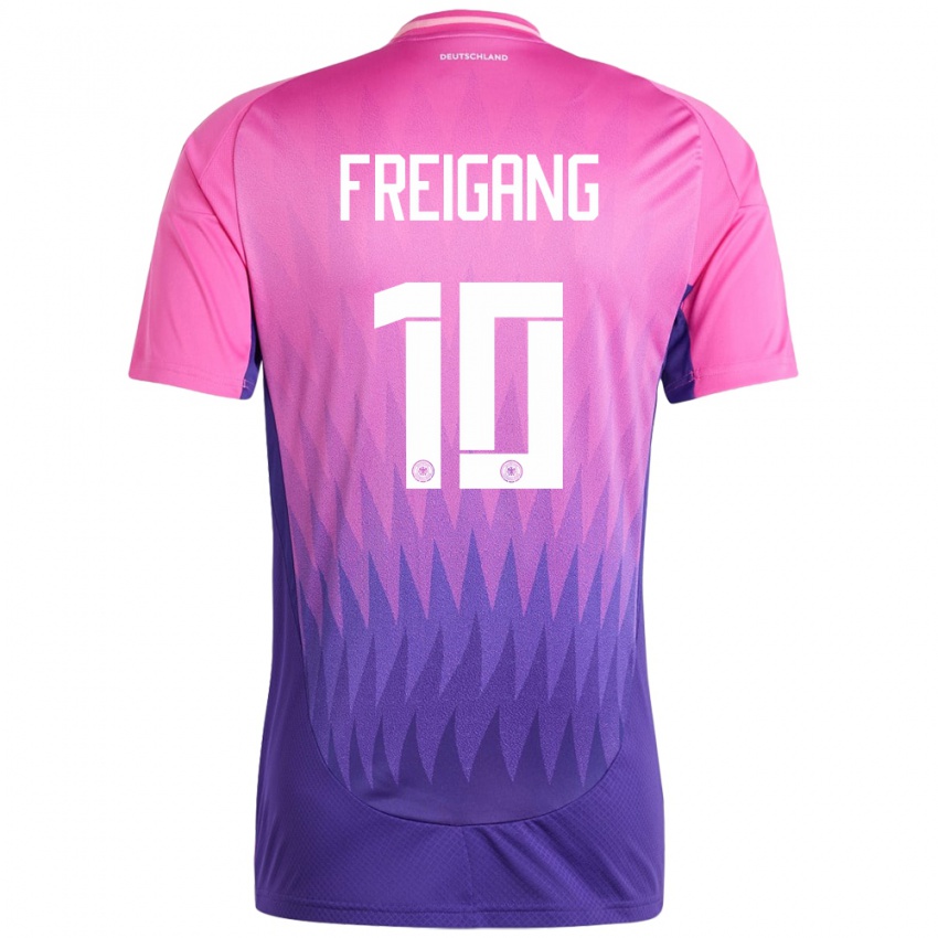 Herren Deutschland Laura Freigang #10 Pink Lila Auswärtstrikot Trikot 24-26 T-Shirt Belgien