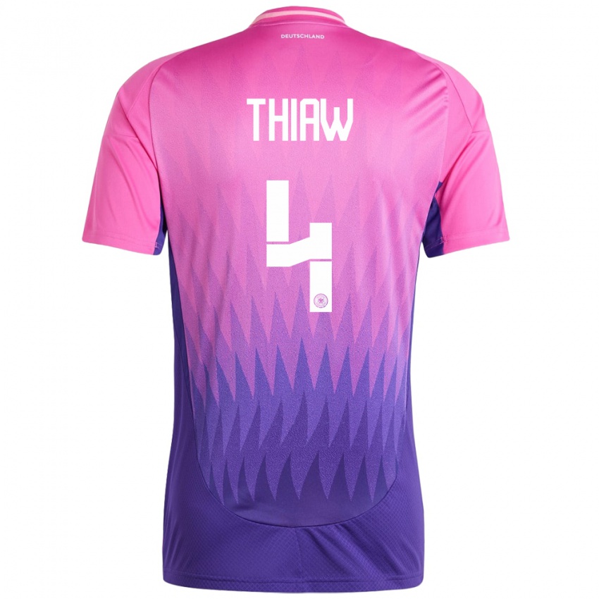 Heren Duitsland Malick Thiaw #4 Roze Paars Uitshirt Uittenue 24-26 T-Shirt België