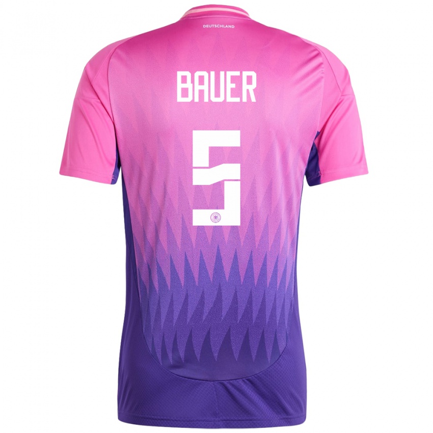 Heren Duitsland Maximilian Bauer #5 Roze Paars Uitshirt Uittenue 24-26 T-Shirt België