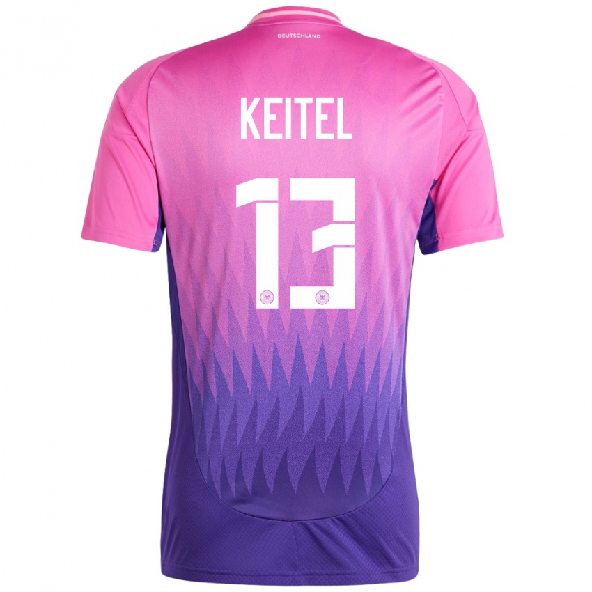 Herren Deutschland Yannik Keitel #13 Pink Lila Auswärtstrikot Trikot 24-26 T-Shirt Belgien