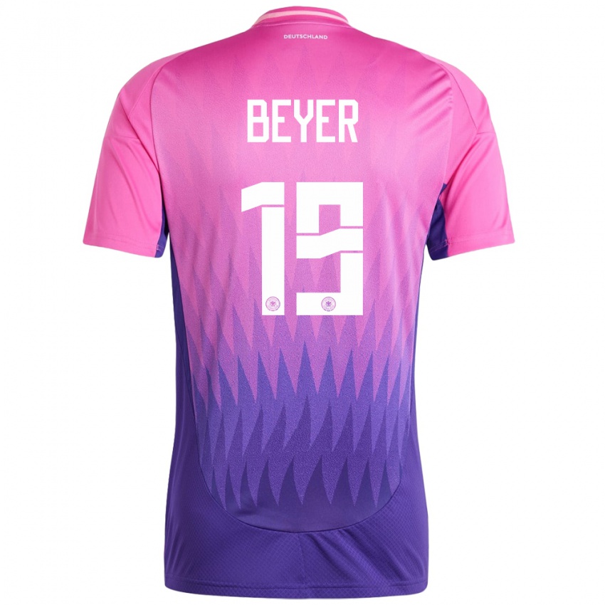 Herren Deutschland Jordan Beyer #19 Pink Lila Auswärtstrikot Trikot 24-26 T-Shirt Belgien