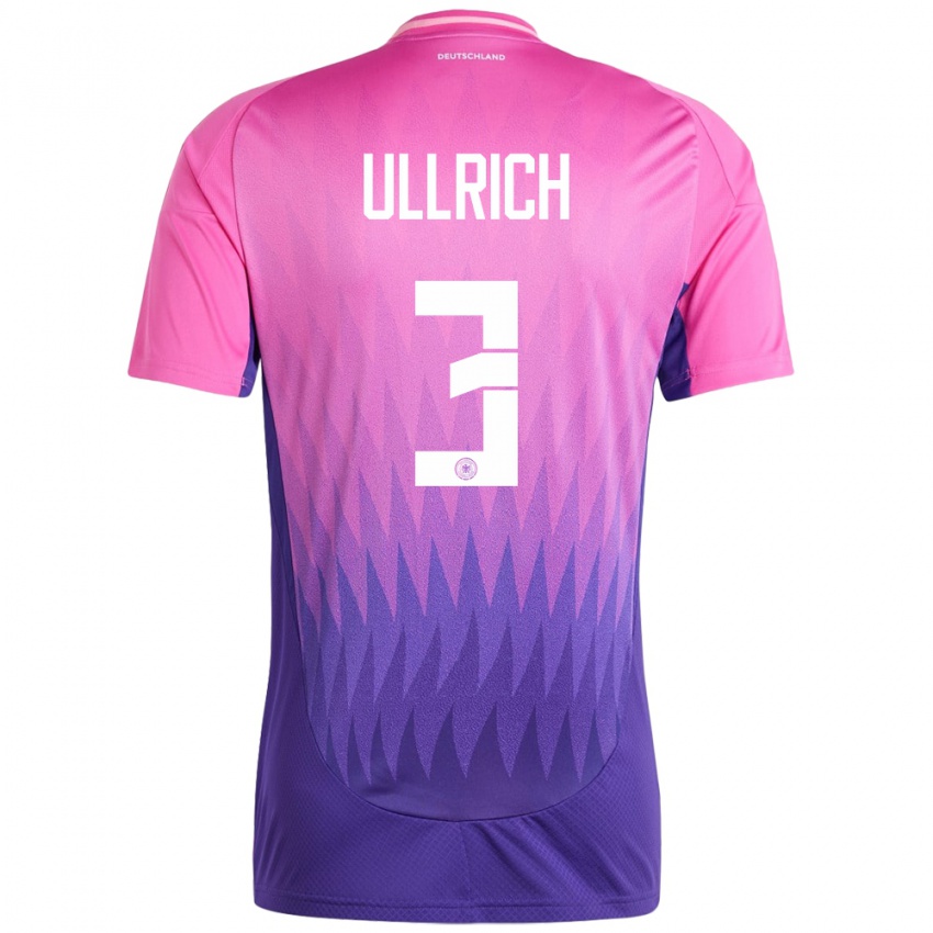 Heren Duitsland Lukas Ullrich #3 Roze Paars Uitshirt Uittenue 24-26 T-Shirt België